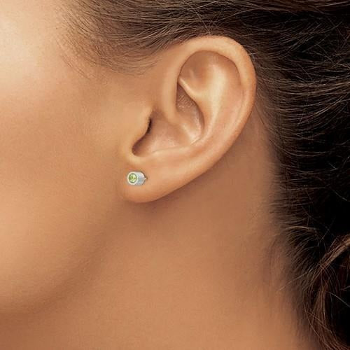 Chisel Green CZ May Birthstone Post Earrings Stainless Steel Polished