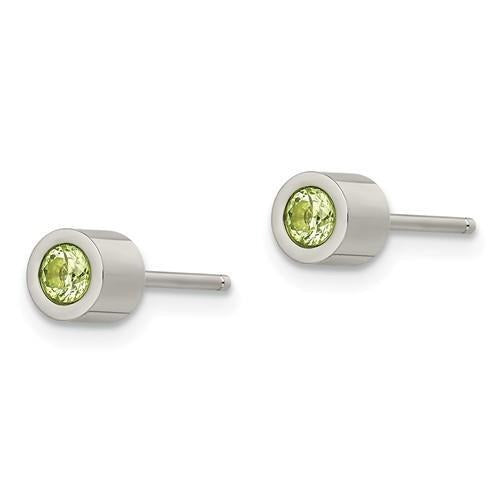 Chisel Green CZ May Birthstone Post Earrings Stainless Steel Polished