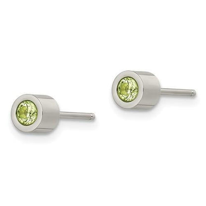 Chisel Green CZ May Birthstone Post Earrings Stainless Steel Polished