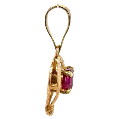 Ruby Solitaire 14k Yellow Gold Heart Pendant  1.1g