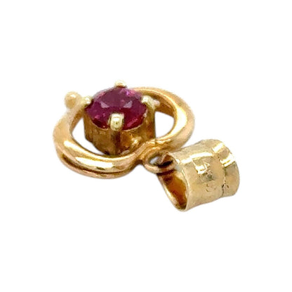 Ruby Solitaire 14k Yellow Gold Heart Pendant  1.1g
