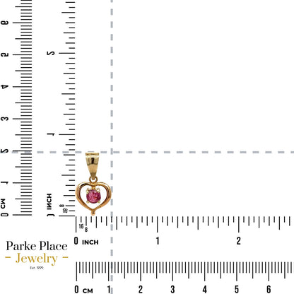 Ruby Solitaire 14k Yellow Gold Heart Pendant  1.1g