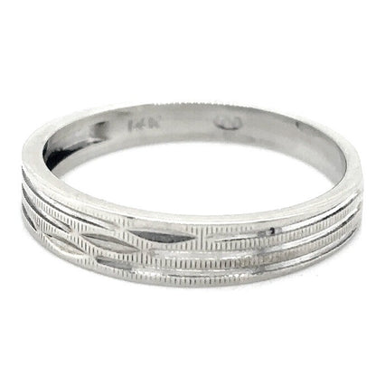 3.7mm Wedding Band Ring 14k White Gold 1.8g Size 6.25