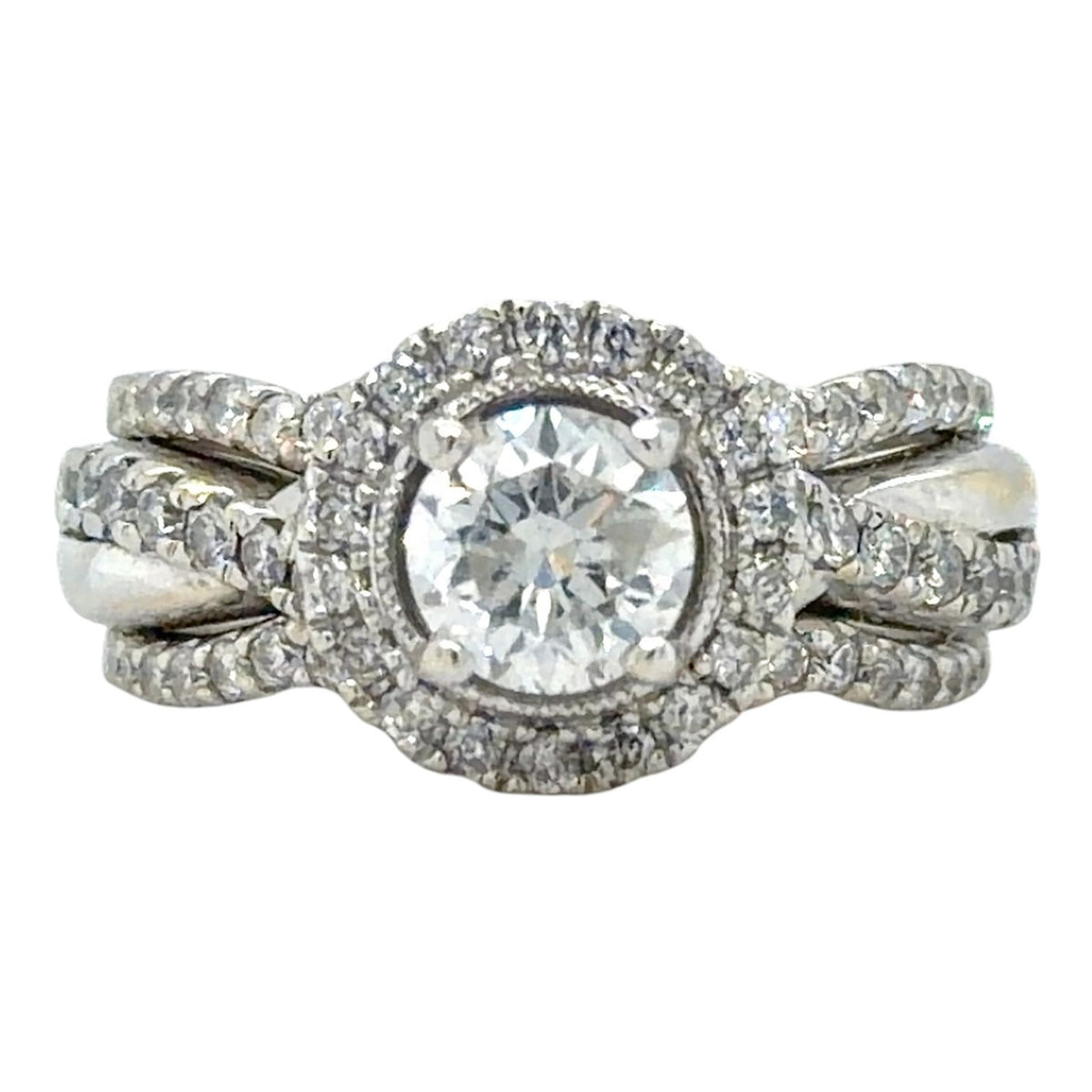 1ctw Diamond Bridal Wedding Ring Set 14k White Gold 6.1g Size 4.75