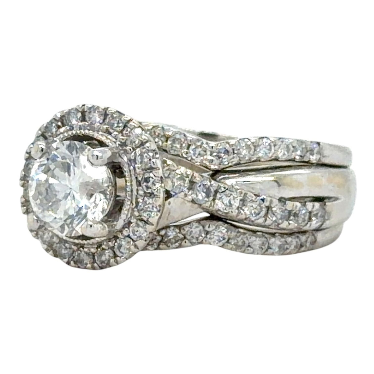 1ctw Diamond Bridal Wedding Ring Set 14k White Gold 6.1g Size 4.75