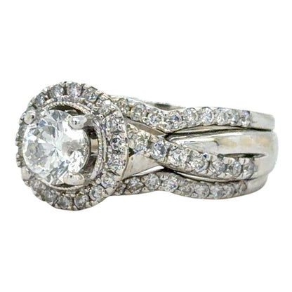 1ctw Diamond Bridal Wedding Ring Set 14k White Gold 6.1g Size 4.75