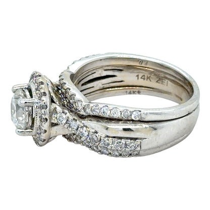 1ctw Diamond Bridal Wedding Ring Set 14k White Gold 6.1g Size 4.75
