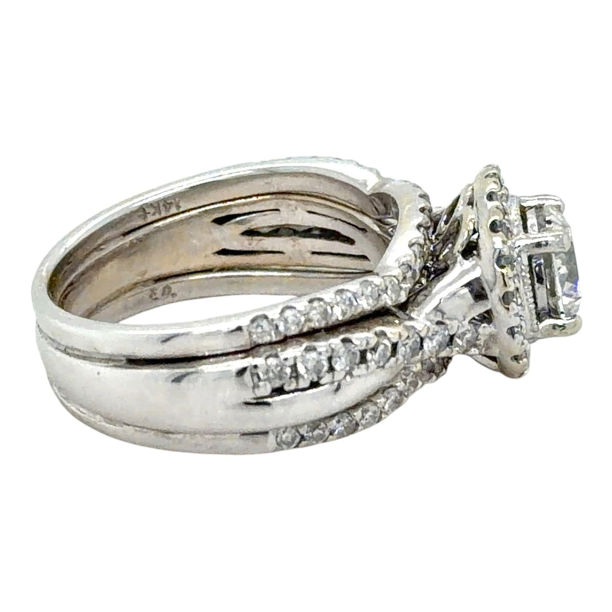 1ctw Diamond Bridal Wedding Ring Set 14k White Gold 6.1g Size 4.75