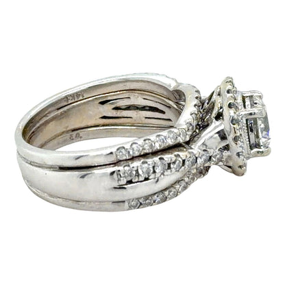 1ctw Diamond Bridal Wedding Ring Set 14k White Gold 6.1g Size 4.75