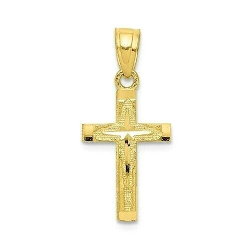 10K Yellow Gold Diamond-Cut Cross Pendant