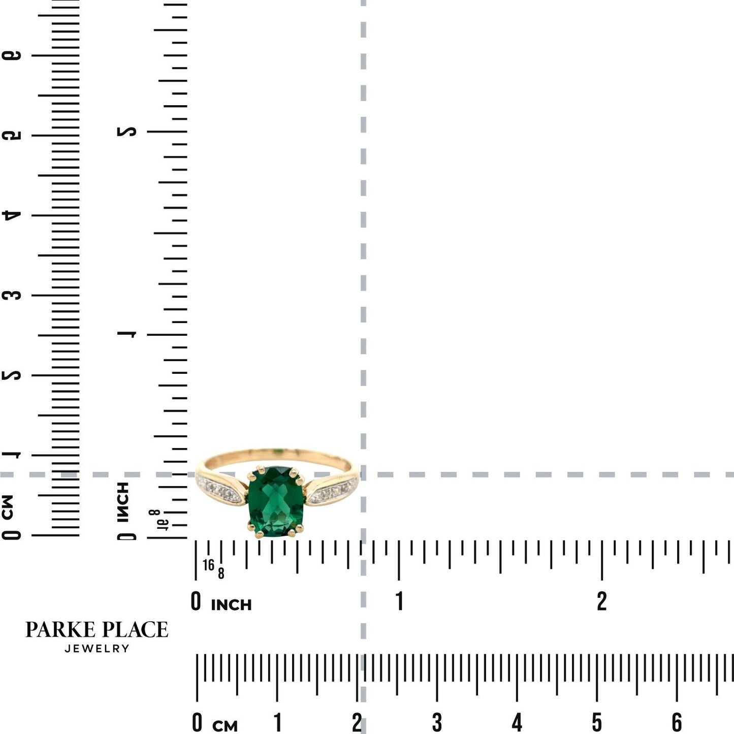 Imitation Emerald & Diamonds 14k Yellow Gold Ring 2.5g Size 7.25