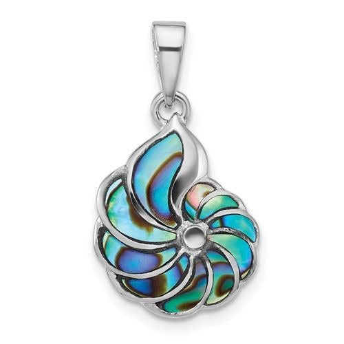Abalone Shell Nautilus Pendant Sterling Silver Unique