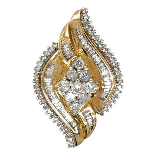 10K Gold Diamond Cocktail Ring 1.33 CTW SI1-SI2 G-H 5.5g Size 7.25 (SI1-2,G-H)