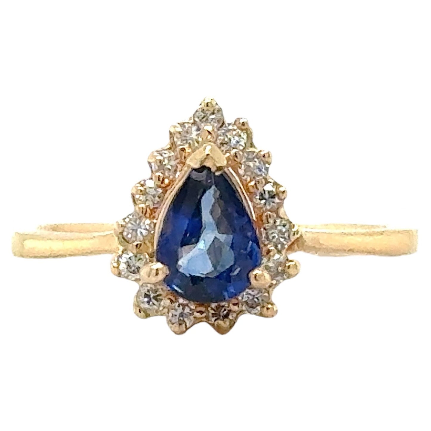 Sapphire with Diamond Accents 14k Yellow Gold Ring 2.7g Size 8 (SI1-3,G-I)