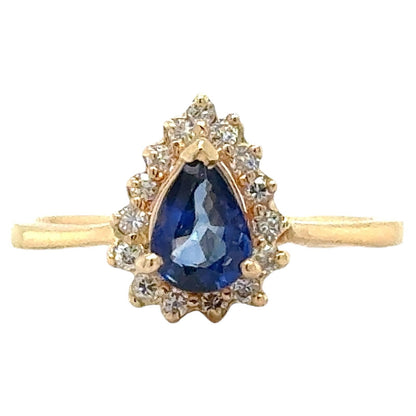 Sapphire with Diamond Accents 14k Yellow Gold Ring 2.7g Size 8 (SI1-3,G-I)