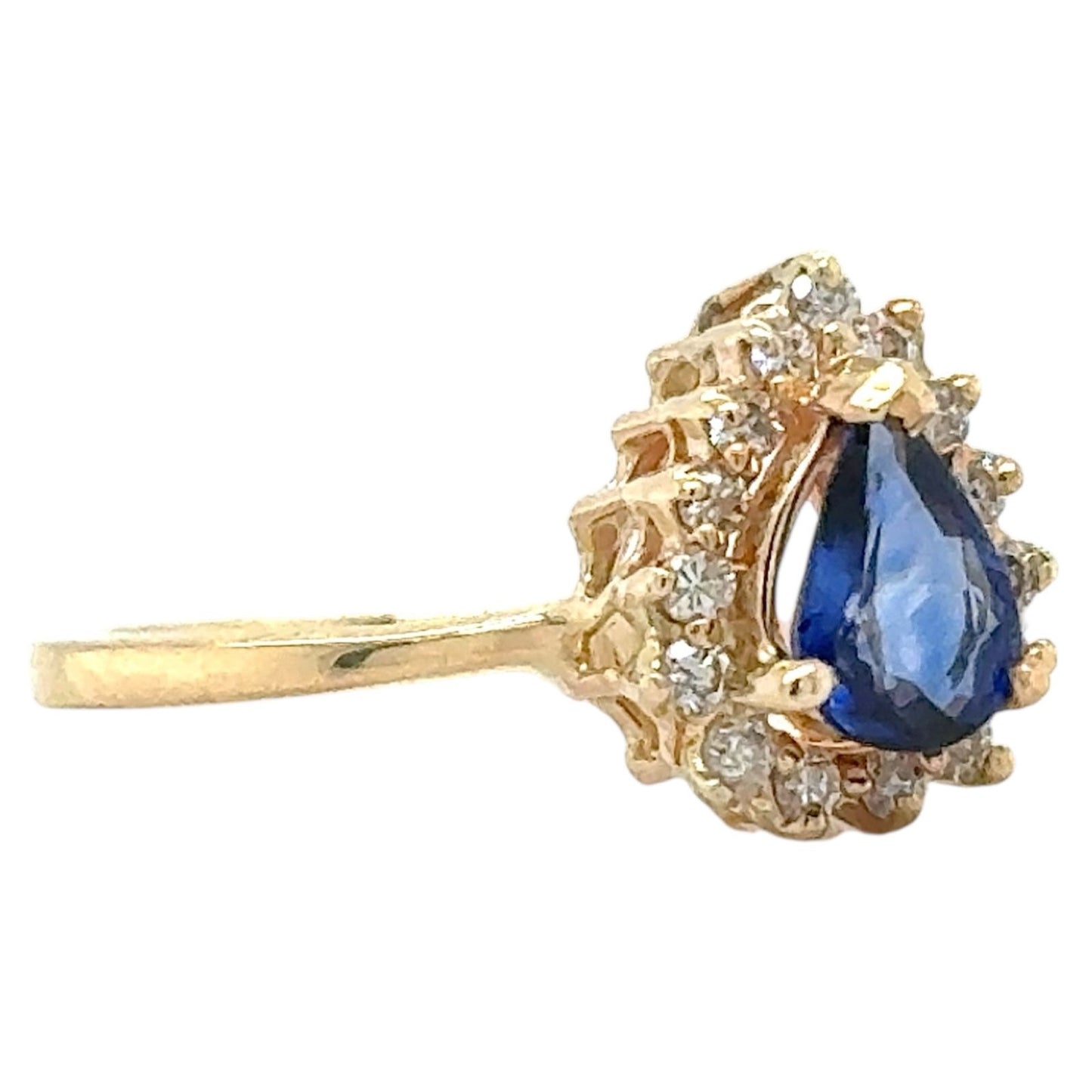 Sapphire with Diamond Accents 14k Yellow Gold Ring 2.7g Size 8 (SI1-3,G-I)