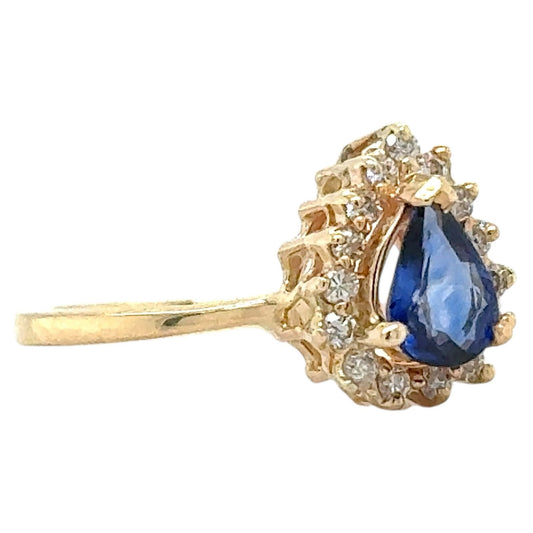 Sapphire with Diamond Accents 14k Yellow Gold Ring 2.7g Size 8 (SI1-3,G-I)