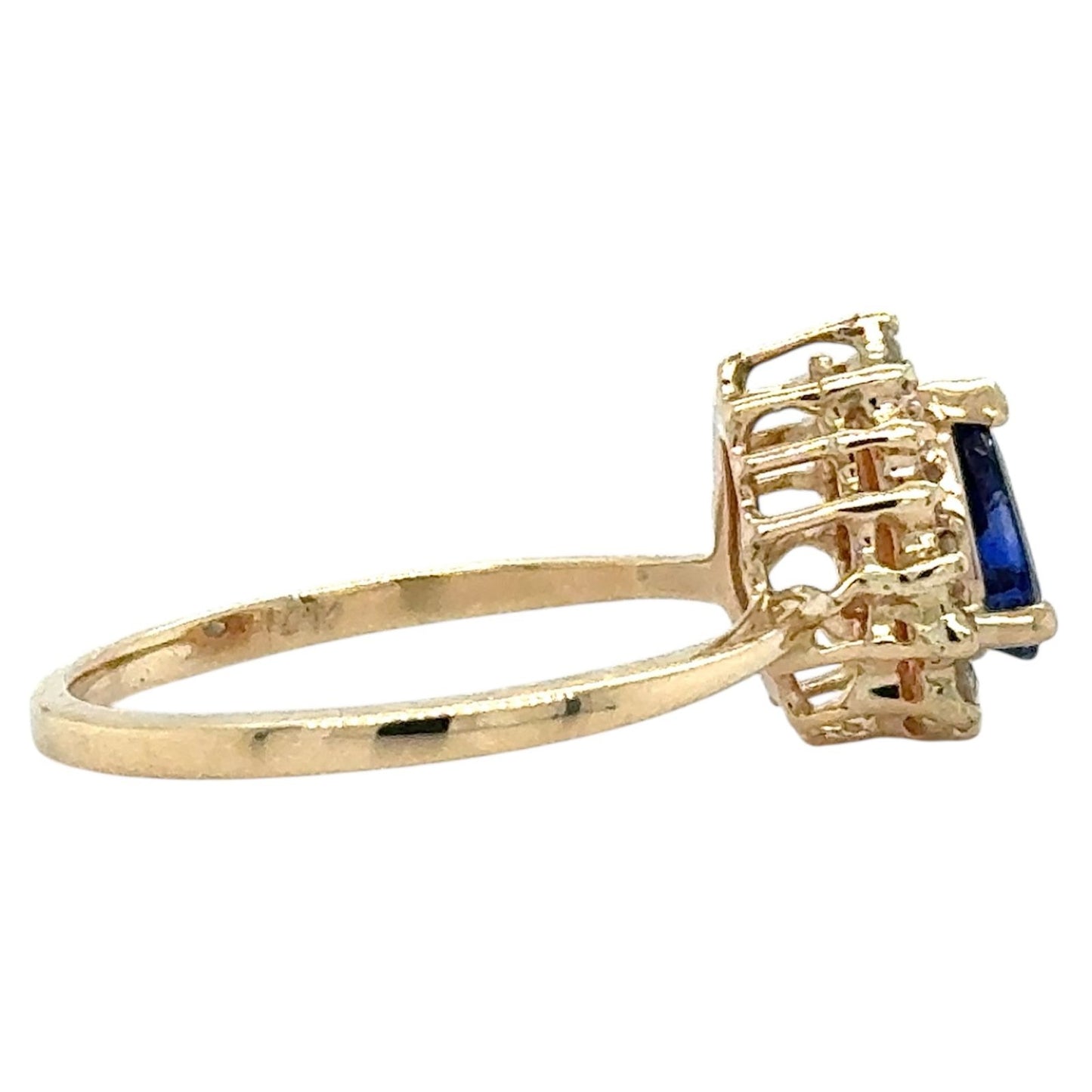 Sapphire with Diamond Accents 14k Yellow Gold Ring 2.7g Size 8 (SI1-3,G-I)