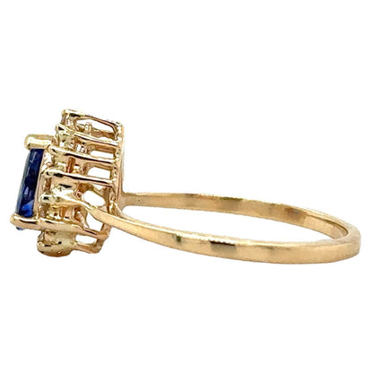 Sapphire with Diamond Accents 14k Yellow Gold Ring 2.7g Size 8 (SI1-3,G-I)