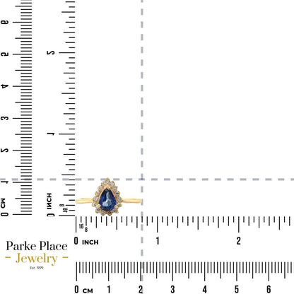 Sapphire with Diamond Accents 14k Yellow Gold Ring 2.7g Size 8 (SI1-3,G-I)