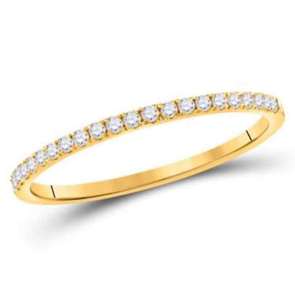 10K Yellow Gold Diamond Stackable Band Ring 1/6ctw 0.8g Size 7