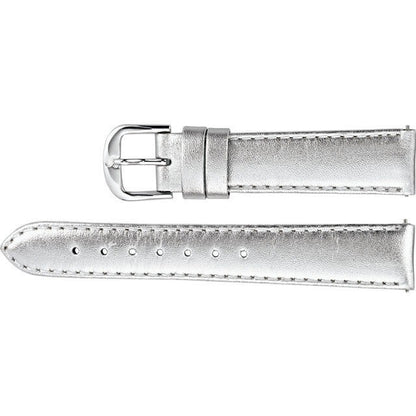 Ladies 12mm Regular Silver Leather EZ-Change™ Metallic Padded Watch Strap Band
