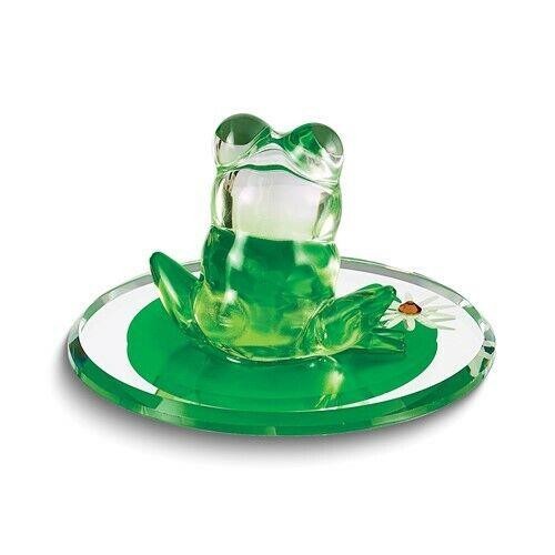 Glass Baron Frog and Lily Pad Handcrafted Glass Figurine