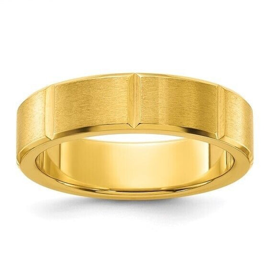Chisel Yellow IP-Plated Stainless Steel 6mm Brushed Grooved Wedding Band Size 10.5