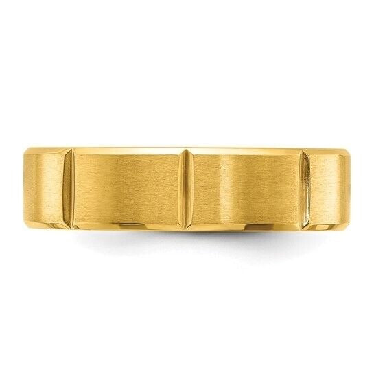 Chisel Yellow IP-Plated Stainless Steel 6mm Brushed Grooved Wedding Band Size 10.5