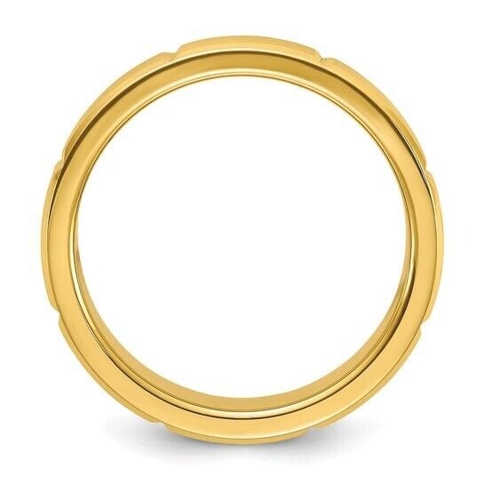 Chisel Yellow IP-Plated Stainless Steel 6mm Brushed Grooved Wedding Band Size 10.5