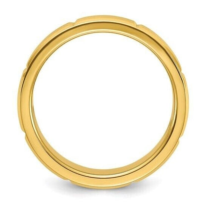 Chisel Yellow IP-Plated Stainless Steel 6mm Brushed Grooved Wedding Band Size 10.5