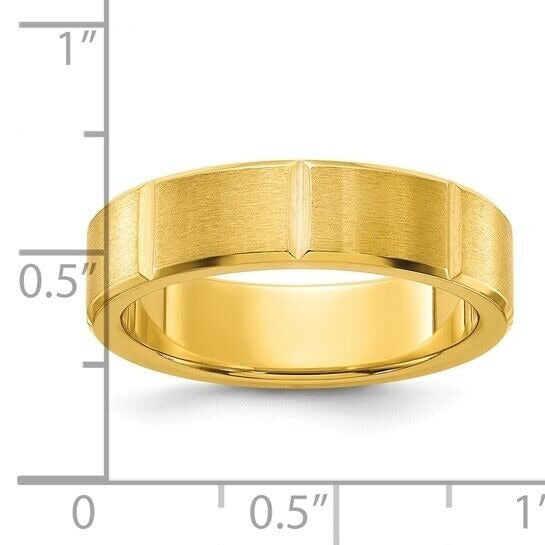 Chisel Yellow IP-Plated Stainless Steel 6mm Brushed Grooved Wedding Band Size 10.5