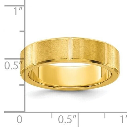 Chisel Yellow IP-Plated Stainless Steel 6mm Brushed Grooved Wedding Band Size 10.5