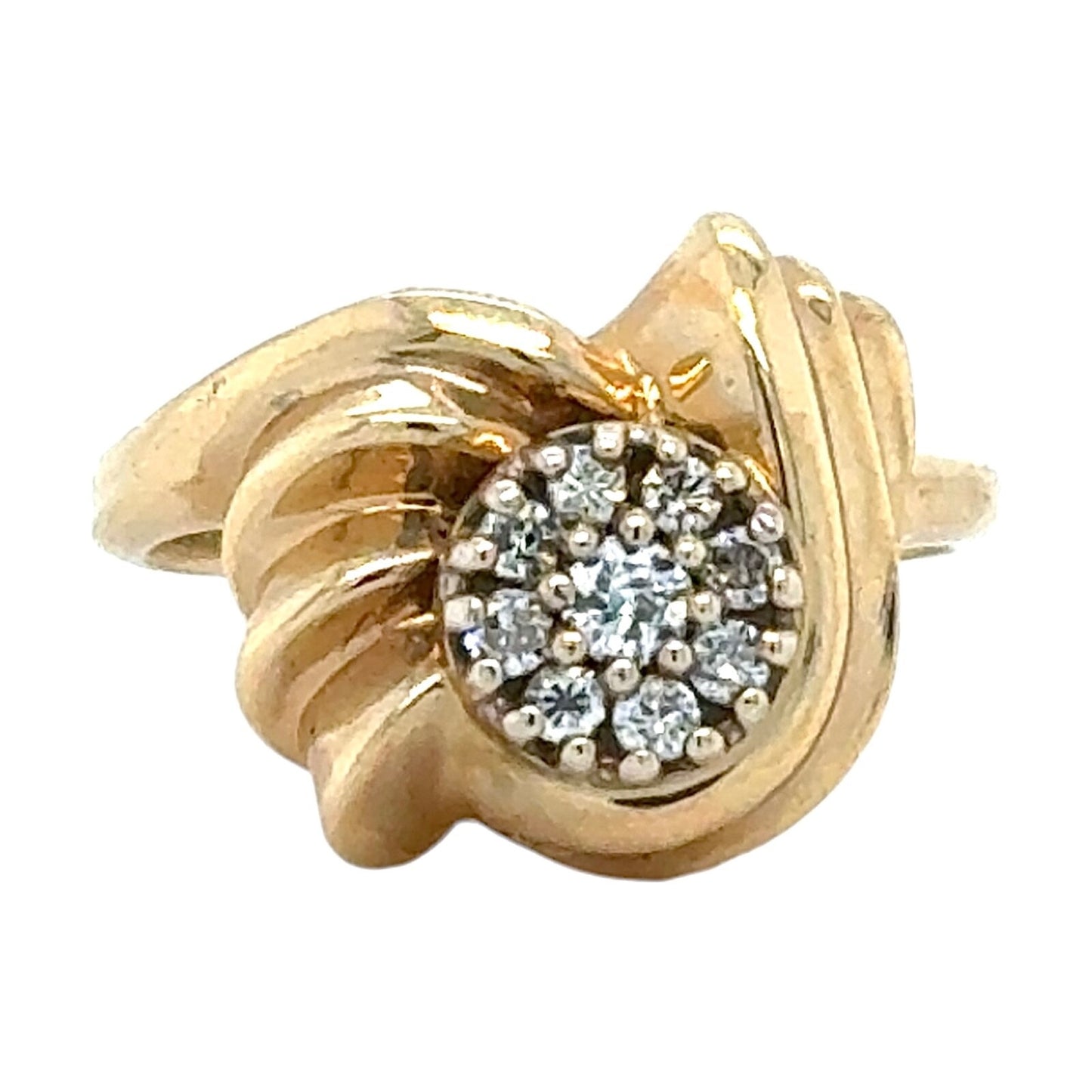 Vintage 14K Yellow Gold Diamond Cluster Ring 7.9g Size 7