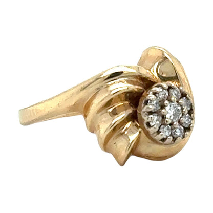 Vintage 14K Yellow Gold Diamond Cluster Ring 7.9g Size 7