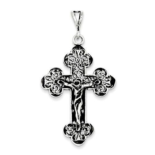 Sterling Silver Antiqued Crucifix Charm Pendant