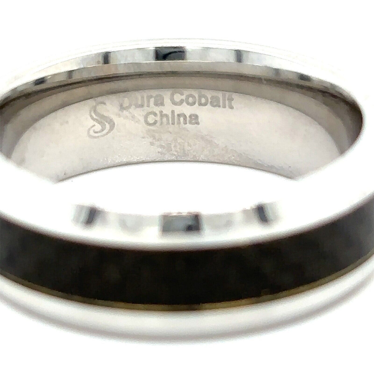 Dura Cobalt 8 mm Beveled-Edge Band With Black Carbon Fiber Inlay Size 10.5