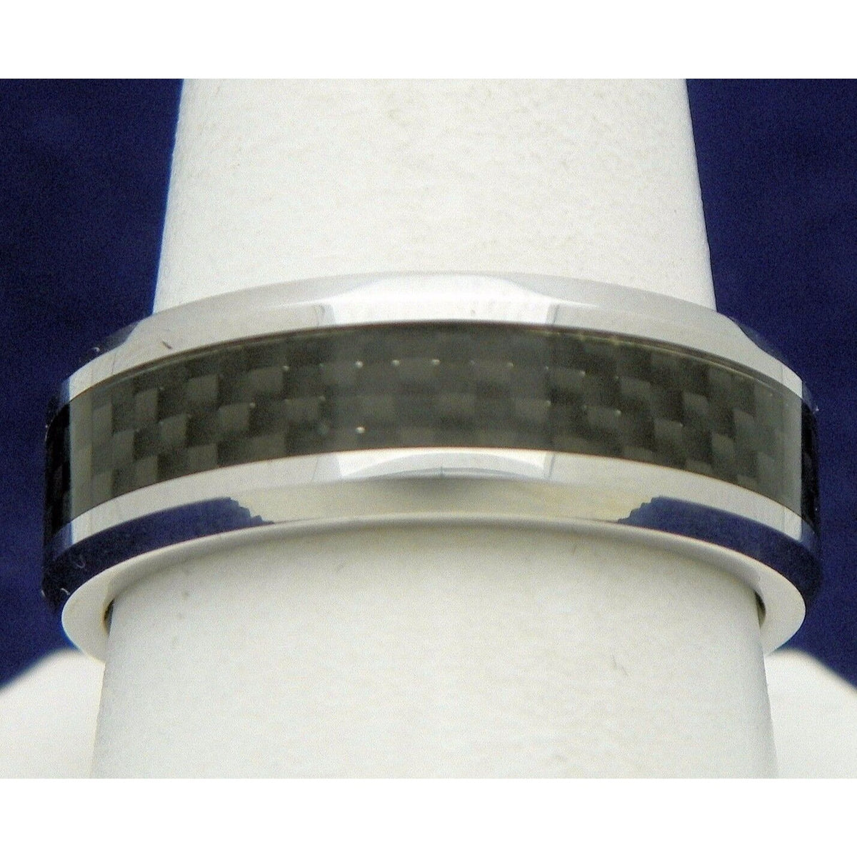 Dura Cobalt 8 mm Beveled-Edge Band With Black Carbon Fiber Inlay Size 10.5