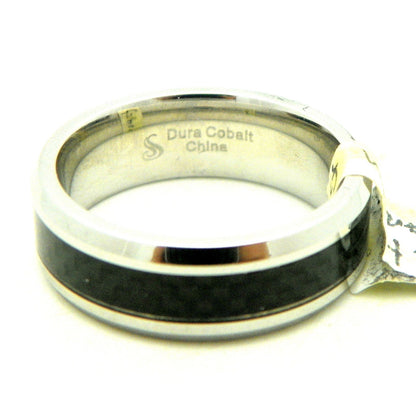 Dura Cobalt 8 mm Beveled-Edge Band With Black Carbon Fiber Inlay Size 10.5
