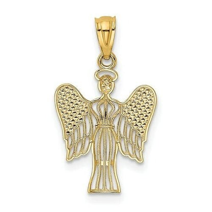 14K Yellow Gold & Rhodium Angel Pendant 25MM X 14MM