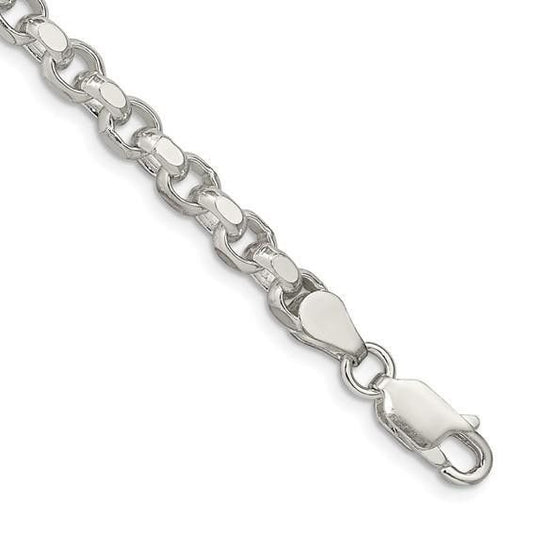 Sterling Silver 4mm Diamond-Cut Rolo Chain Bracelet