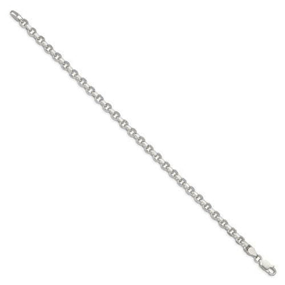 Sterling Silver 4mm Diamond-Cut Rolo Chain Bracelet