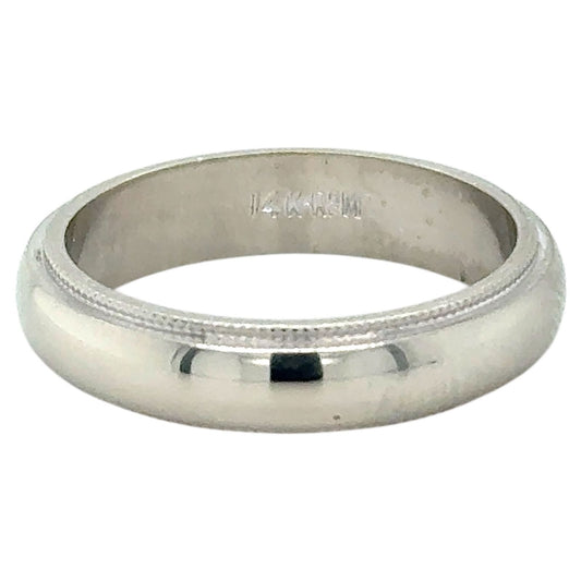 4.5mm Wedding Band Ring 14k White Gold 5.5g Size 7.5