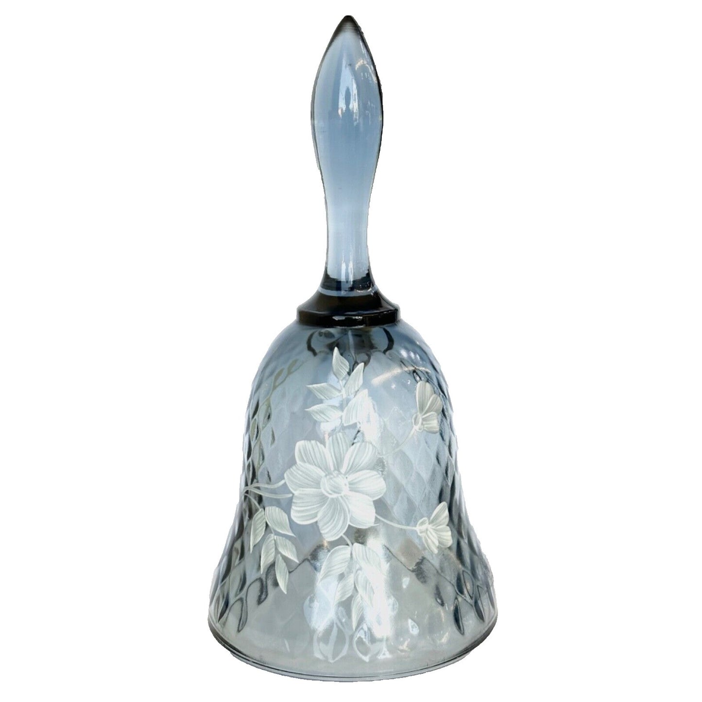 Fenton Gray Bell Hand painted White Floral and Signed