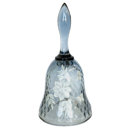 Fenton Gray Bell Hand painted White Floral and Signed