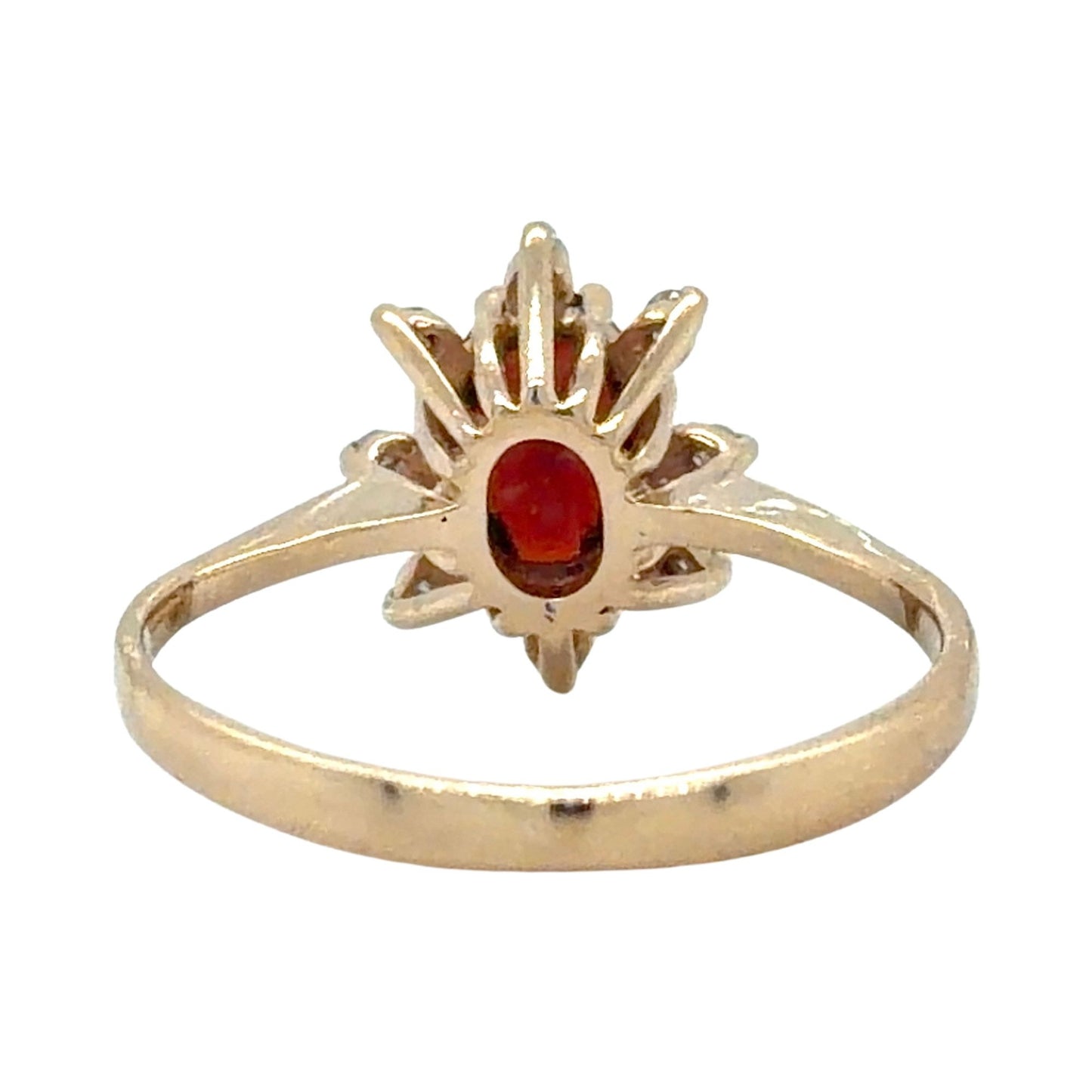 Garnet & Diamond 14k Yellow Gold Ring 2g Size 5.5