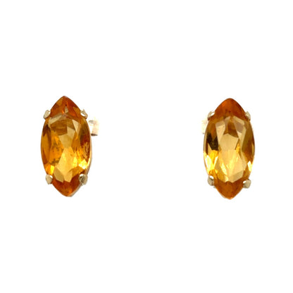 14K Yellow Gold Marquise Cut Citrine Stud Earrings 1.0g