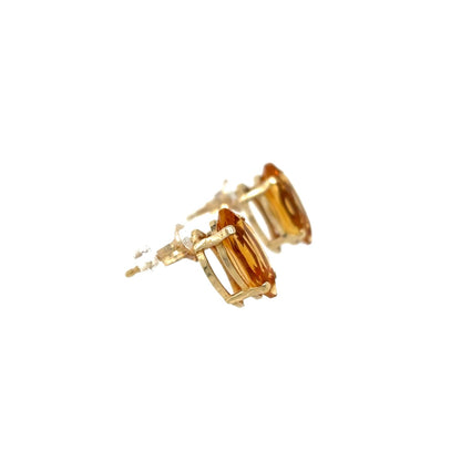 14K Yellow Gold Marquise Cut Citrine Stud Earrings 1.0g