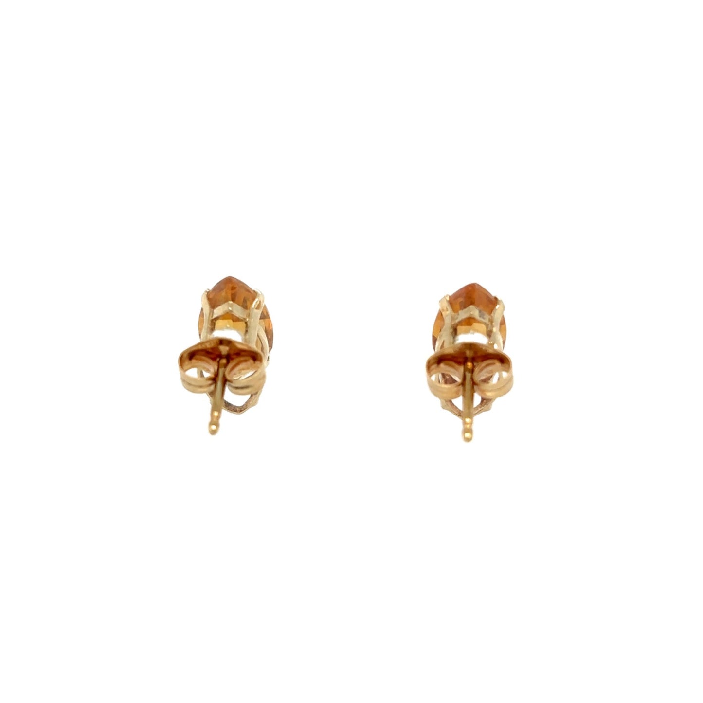 14K Yellow Gold Marquise Cut Citrine Stud Earrings 1.0g