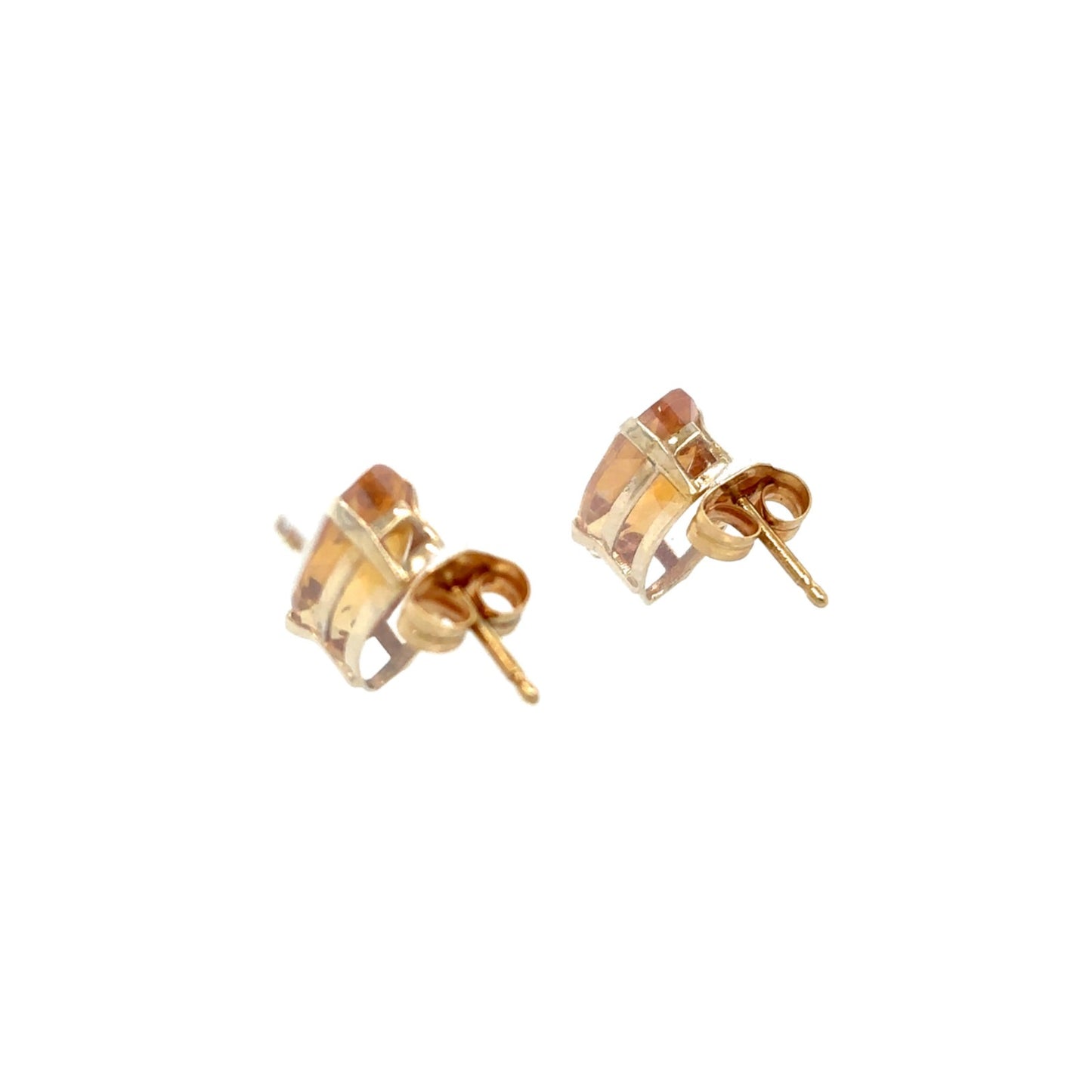 14K Yellow Gold Marquise Cut Citrine Stud Earrings 1.0g